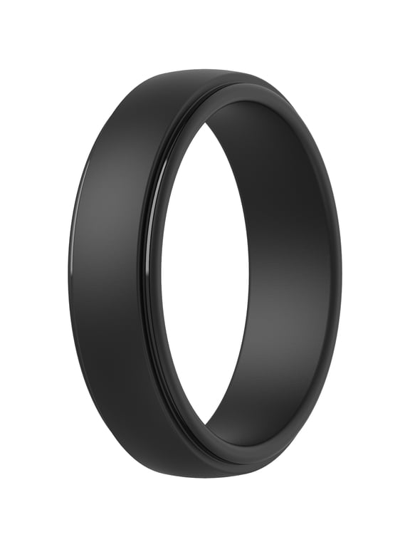 Silicone Rings for Men, Stepped Edge Rubber Wedding Bands