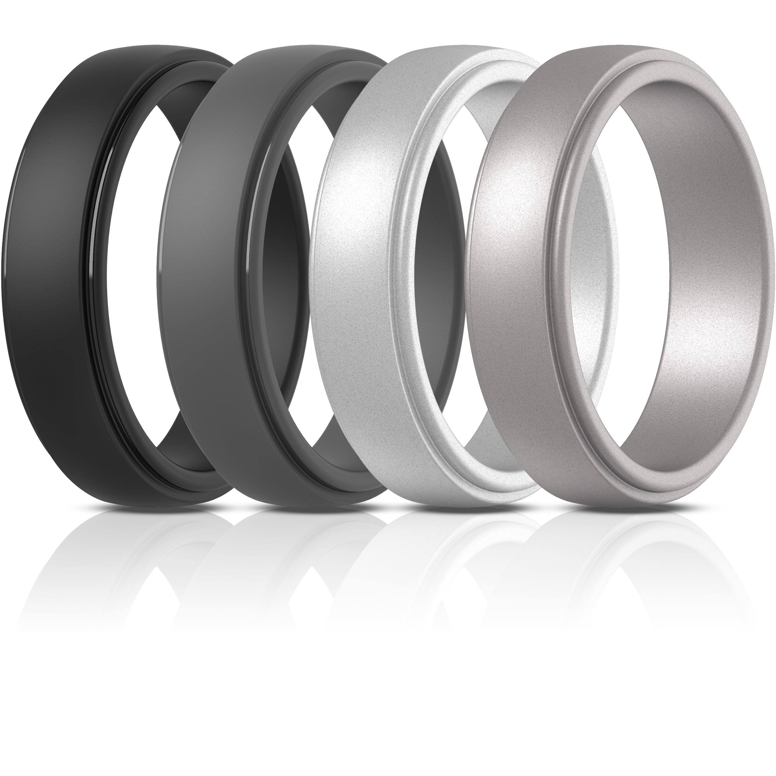ThunderFit Silicone Rings for Men, Stepped Edge Rubber Wedding Bands ...