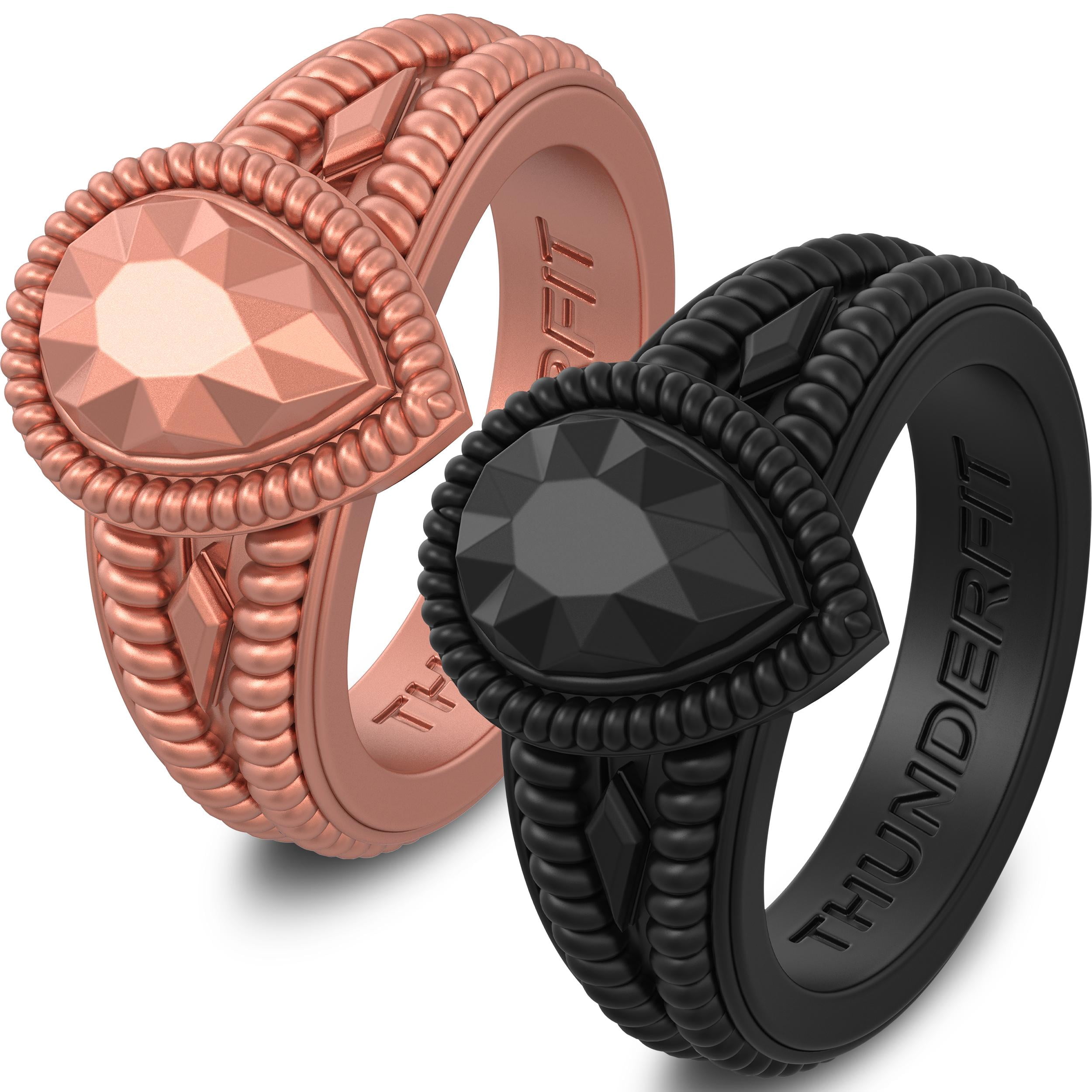 ThunderFit Silicone Rings for Women, Pear Rubber Engagement Wedding ThunderFit Silicone Rings for Women, Pear Rubber Engagement Wedding