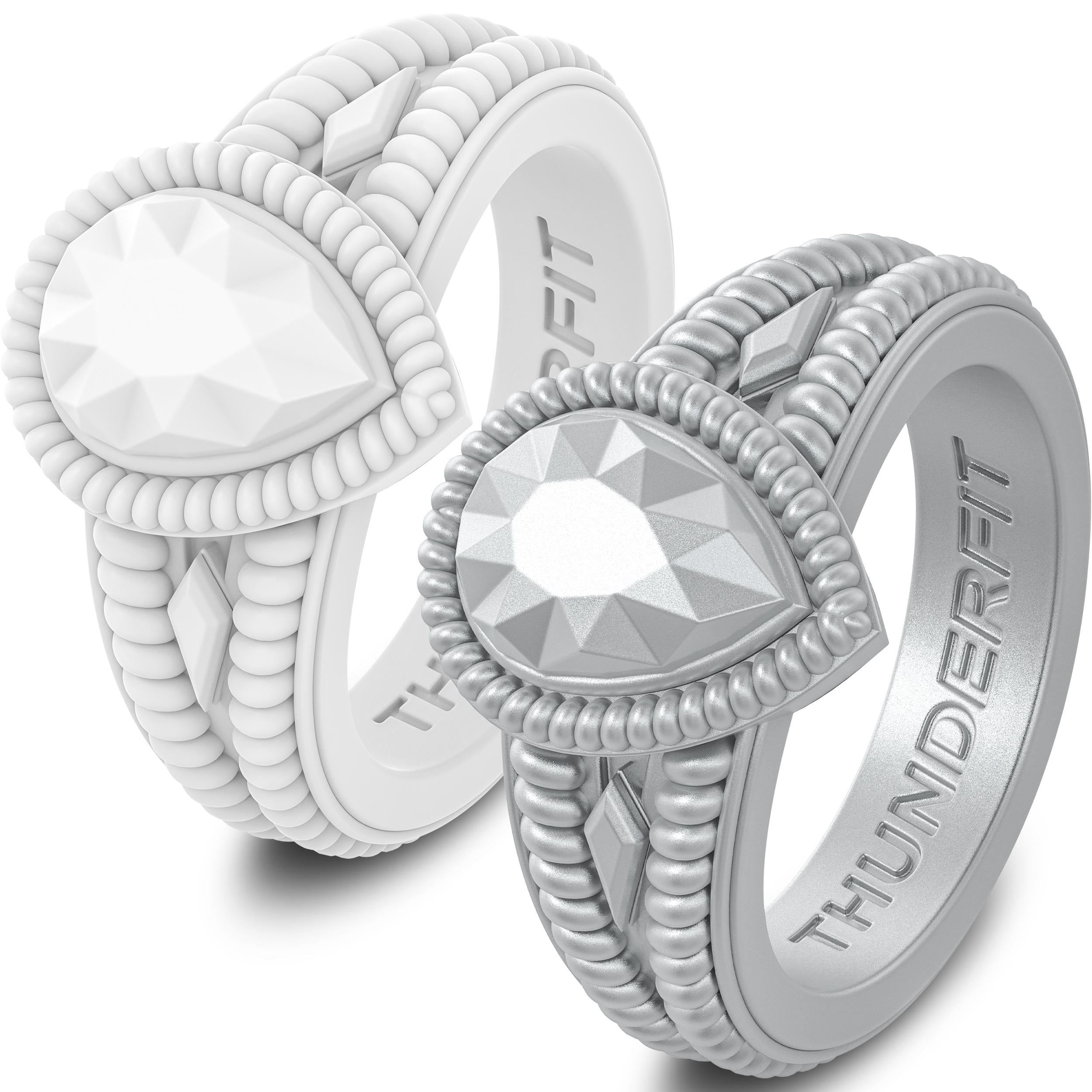 ThunderFit Silicone Rings for Women, Pear Rubber Engagement Wedding ThunderFit Silicone Rings for Women, Pear Rubber Engagement Wedding