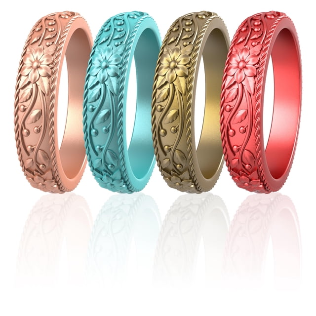 ThunderFit Silicone Rings for Women, Rubber Engagement Wedding Bands ...