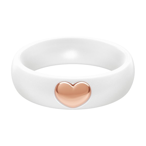 ThunderFit Silicone Rings for Women, Silicone Wedding Band with Heart, 5.5 mm Wide, 2mm Thick Rubber Engagement Rings