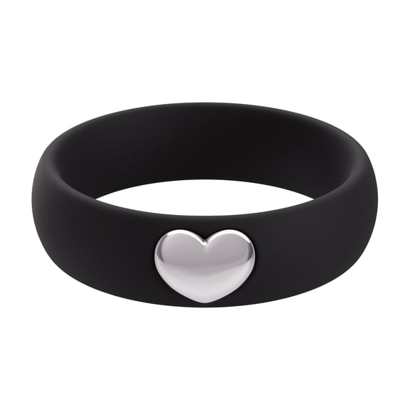 ThunderFit Silicone Rings for Women, Silicone Wedding Band with Heart, 5.5 mm Wide, 2mm Thick Rubber Engagement Rings