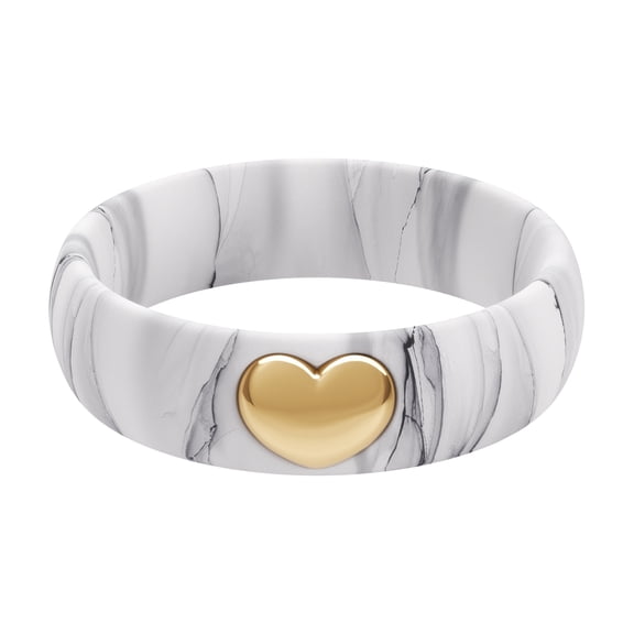 ThunderFit Silicone Rings for Women, Silicone Wedding Band with Heart, 5.5 mm Wide, 2mm Thick Rubber Engagement Rings