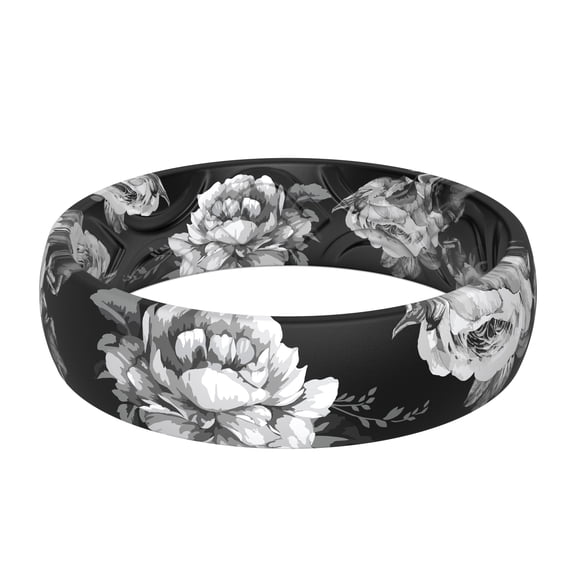 ThunderFit Silicone Wedding Bands for Women, Breathable Printed Design Rubber Engagement Rings 5.5mm Wide 1.8mm Thick - 1 Pack