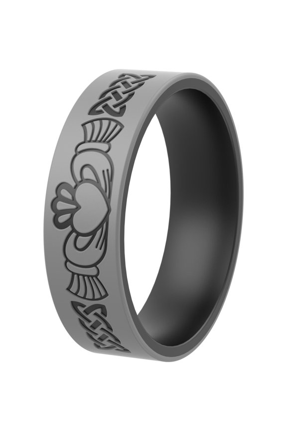 Silicone Wedding Ring Unisex, Laser Printed Design, 2mm Thick in 6MM & 9MM Width