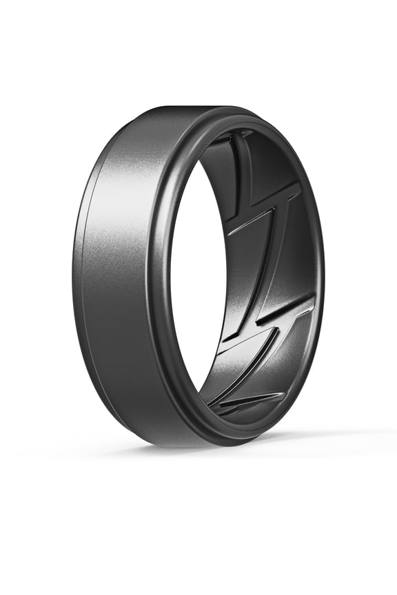 Silicone Wedding Rings for Men Breathable Airflow Inner Grooves, Step Edge Sleek Design Rubber Engagement Bands 8mm Wide 2mm Thick, Variety Multipack 1-7