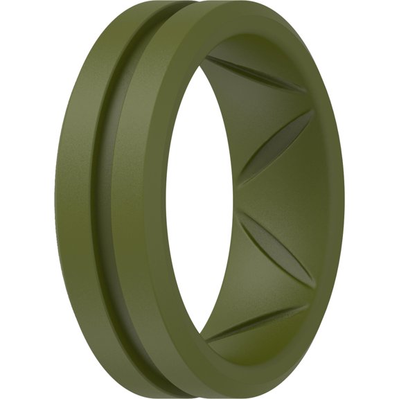 ThunderFit Silicone Wedding Rings for Men, Breathable Brushed Top Middle Engraved Line Rubber Engagement Bands 8.2mm Wide 2.5mm Thick, Variety Pack 1-7