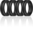 thumbnail image 1 of ThunderFit Silicone Wedding Rings for Men, Breathable Brushed Top Middle Engraved Line Rubber Engagement Bands 8.2mm Wide 2.5mm Thick, Variety Pack 1-7, 1 of 5