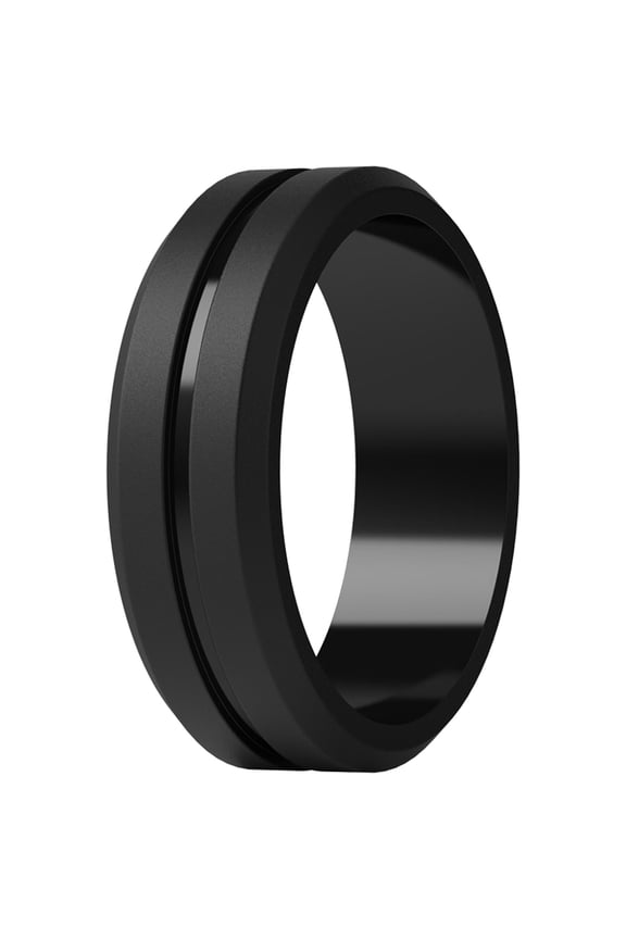 Silicone Wedding Rings for Men, Brushed Top Middle Engraved Line Rubber Engagement Bands 8.2mm Wide 2.5mm Thick - 1/4/6/7 Variety Multipack