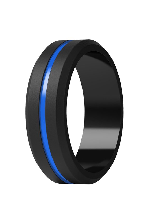 Silicone Wedding Rings for Men, Brushed Top Middle Engraved Line Rubber Engagement Bands 8.2mm Wide 2.5mm Thick - 1/4/6/7 Variety Multipack