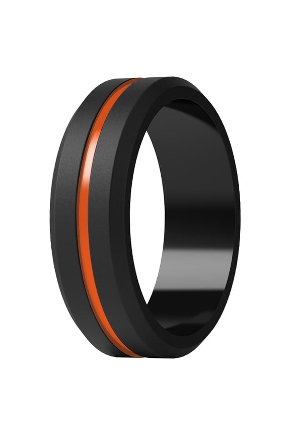 Silicone Wedding Rings for Men, Brushed Top Middle Engraved Line Rubber Engagement Bands 8.2mm Wide 2.5mm Thick - 1/4/6/7 Variety Multipack