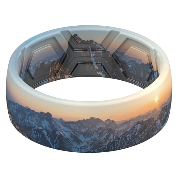 ThunderFit Silicone Wedding Rings for Men Breathable Airflow Inner Grooves, Step Edge Sleek Design Rubber Engagement Bands 8mm Wide 2mm Thick