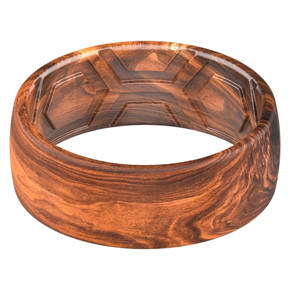 ThunderFit Silicone Wedding Rings for Men Breathable Airflow Inner Grooves, Step Edge Sleek Design Rubber Engagement Bands 8mm Wide 2mm Thick