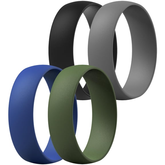 ThunderFit Unisex Silicone Wedding Rings, Rubber Engagement Bands 6mm Wide 1.65mm Thick - 1/4/7 Variety Multipack