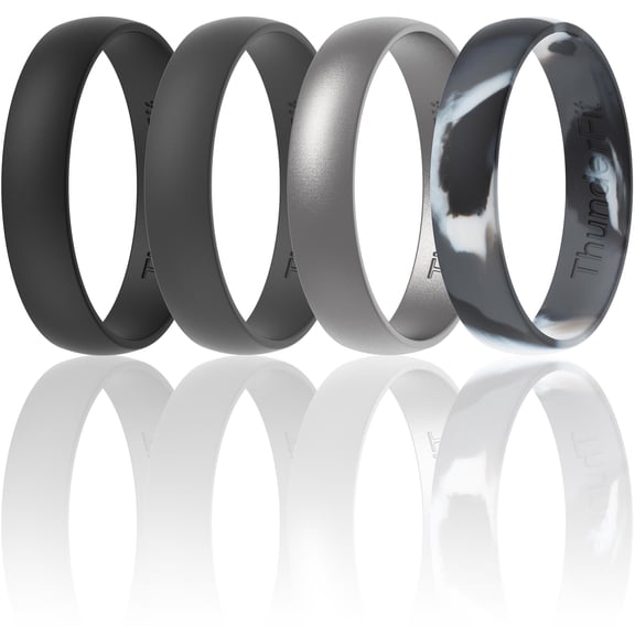 ThunderFit Unisex Silicone Wedding Rings, Rubber Engagement Bands, Variety Multipack 1,4,7