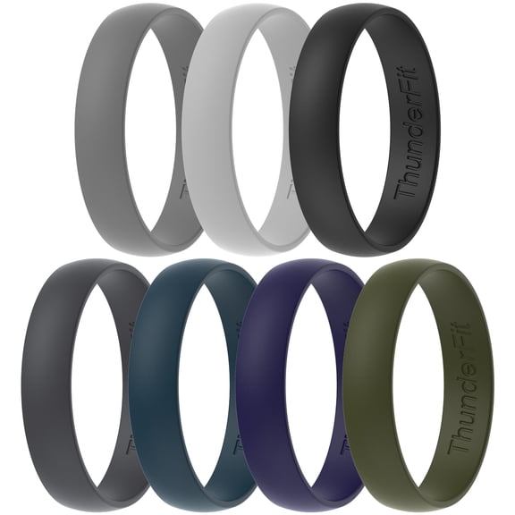 ThunderFit Unisex Silicone Wedding Rings, Rubber Engagement Bands, Variety Multipack 1,4,7