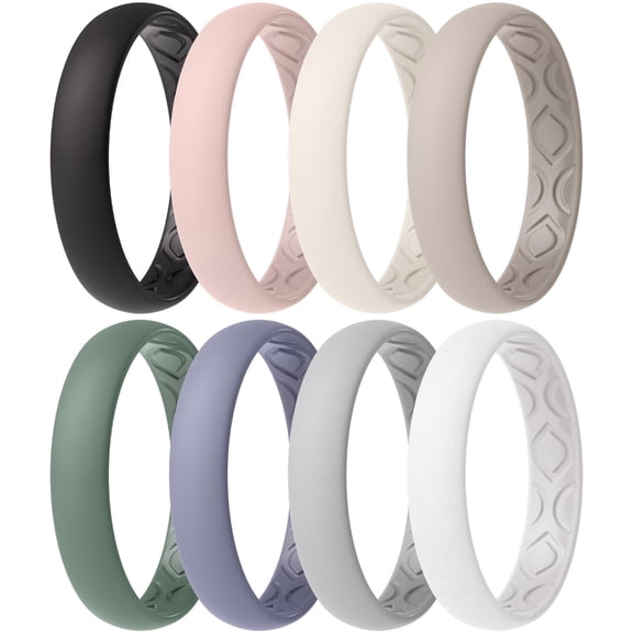 ThunderFit Women Breathable Silicone Bridal Rings Sets For Her, Wedding Bands - 4mm Wide, 1.5mm Thick - 1-10 Variety Multipack