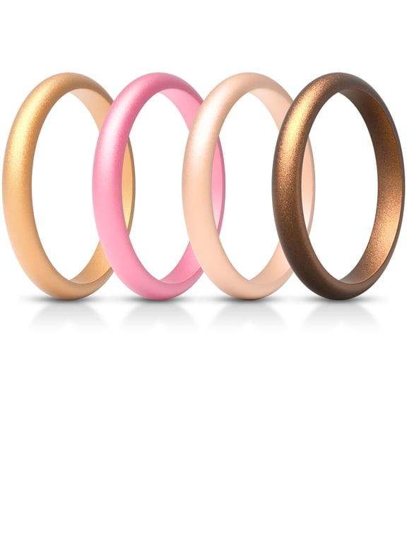 Women’s Silicone Thin and Stackable Ring Enhancers, Silicone Wedding Bands, 2.5mm Wide 2mm Thick, Variety Multipack 4/5/7/8