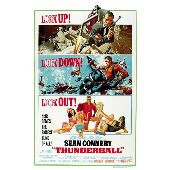 Thunderball Movie Poster James Bond 24x36 Art Poster 24x36 Multi-Color Square Adults Poster Time