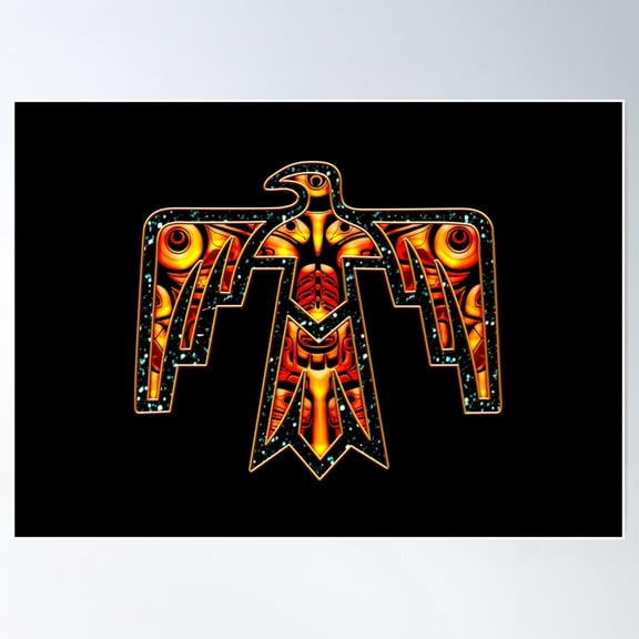 Thunderbird, American Indians, Mythology, Totem, Legendary Bird, Eagle, Raven Poster Wall Art, Modern Wall Decor For Living Room Bedroom, 8x12 UNFRAMED