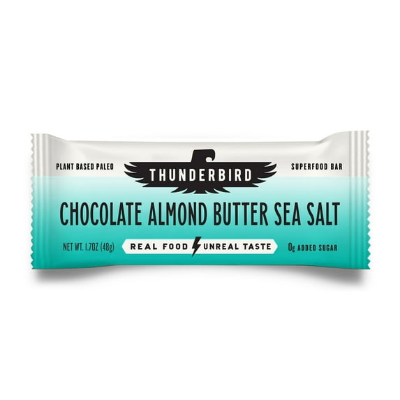 Thunderbird Energetica Energy Bars, Bar Chocolate Almond Butter Sea Salt, 1.7 Ounce, Fruit & Nut Nutrition Bars - No Added Sugar, Grain and Gluten Free, Non-GMO, 6 Pack