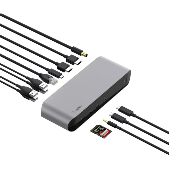 Thunderbolt 3 Dock Pro w/ Thunderbolt 3 Cable - USB-C Hub - USB-C Docking Station for MacOS & Windows, Dual 4K @60Hz, 40Gbps Transfer Speed, 85W Upstream Charging, w/ Ethernet, SD & Audio Ports