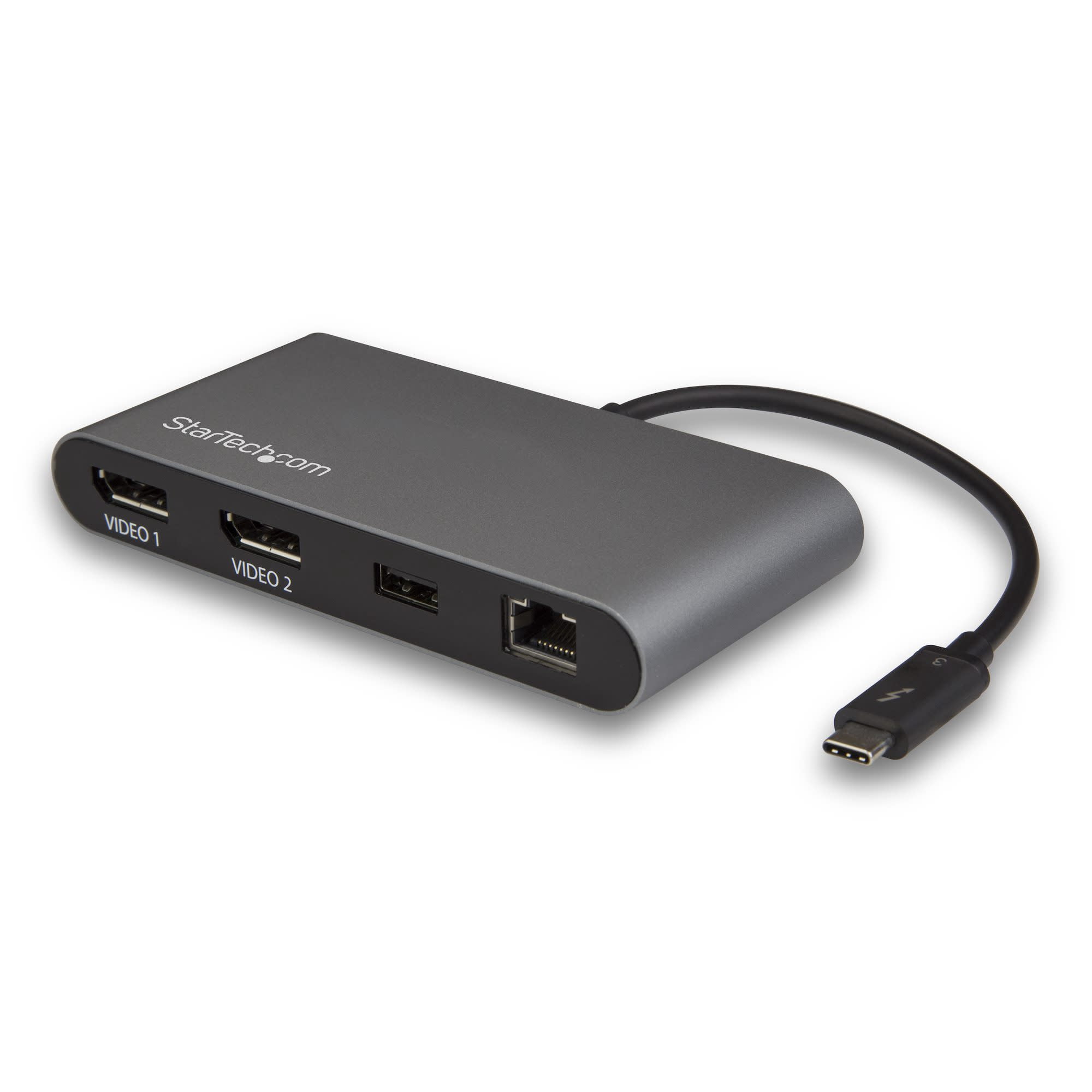 StarTech.com Dual 4K Monitor Mini Thunderbolt 3 Docking Station, Black