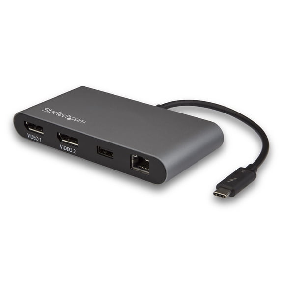 StarTech.com Dual 4K Monitor Mini Thunderbolt 3 Docking Station, Black