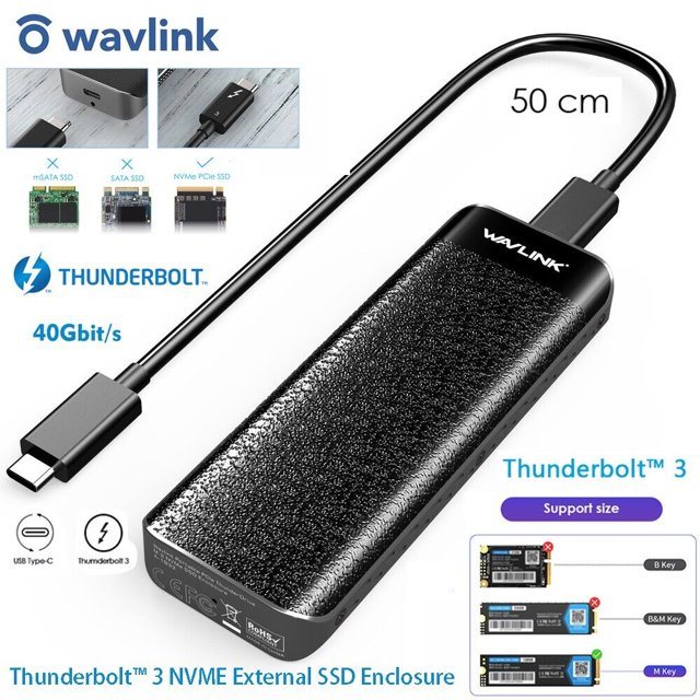 Thunderbolt 3 NVMe PCIe M 2 2 5mm SSD External Enclosure 40Gbps Plug thunderbolt-3-nvme-pcie-m-2-2-5mm-ssd-external-enclosure-40gbps-plug