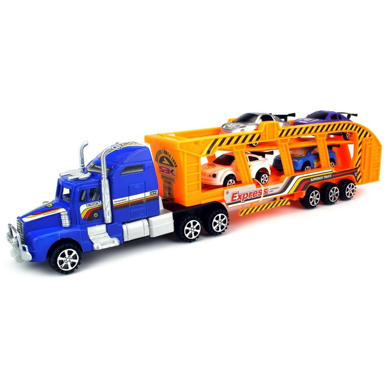 Thunderbolt 3000 Express Children s Kid s Friction Toy Truck Ready To Run w 4 Toy Cars No Batteries Required Colors May Vary