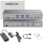 Thunderbolt 4 Dock with DisplayLink - USB-C/A MacBook Docking Station, Chrome, Windows 10/11 Compatible - 21 Ports, Dual/Triple/Quad/5 Monitor Support - 40Gbps, 150W Charging, 8K/4K Display