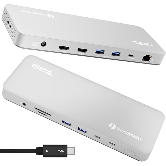 Thunderbolt 4 Dock for M4 Air & M5 Pro: 100W Charging Driverless Laptop Docking Station with 4K HDMI Dual Monitor or Single 6K, 6X USB, SD, Ethernet, Certified (TBT-UDM)