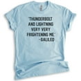thumbnail image 1 of Thunderbolt And Lightning Very Very Frightening Me - Galileo Shirt, Unisex Women's Men's Shirt Rock Lyric T, Heather Light Blue, Small, 1 of 6