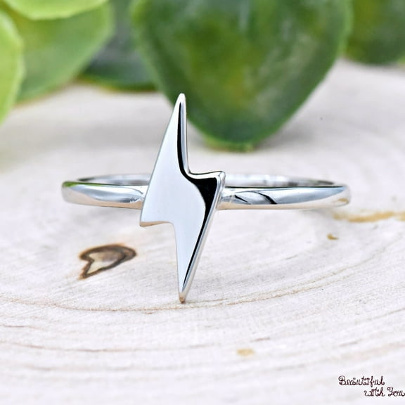 Thunderbolt Ring, Lightning Bolt Ring Silver, Thunderbolt Lightning Bolt 925 Sterling Silver Ring, Nature Inspired Ring, Minimalist Jewelry Ring Size-5