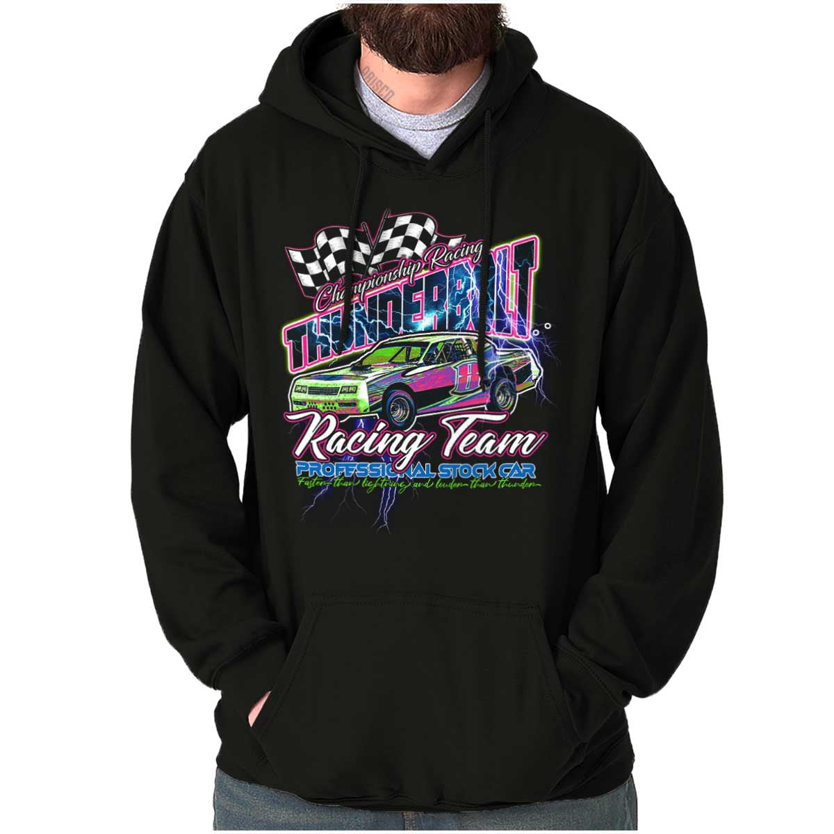 Thunderbolt Stock Car Racing Team Hoodie Hooded Sweatshirt Men Brisco ...