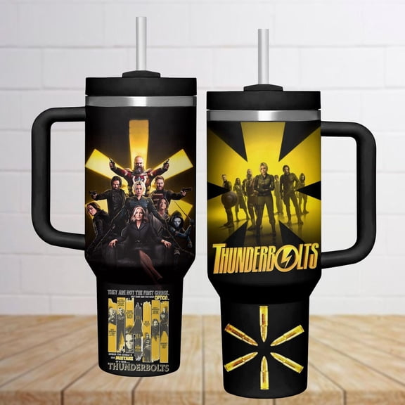 Thunderbolts Movie 40oz Tumbler, Marvel Tumbler Cup, Yelena Belova Bucky Barnes Movie Fan, Avengers Stainless Tumbler