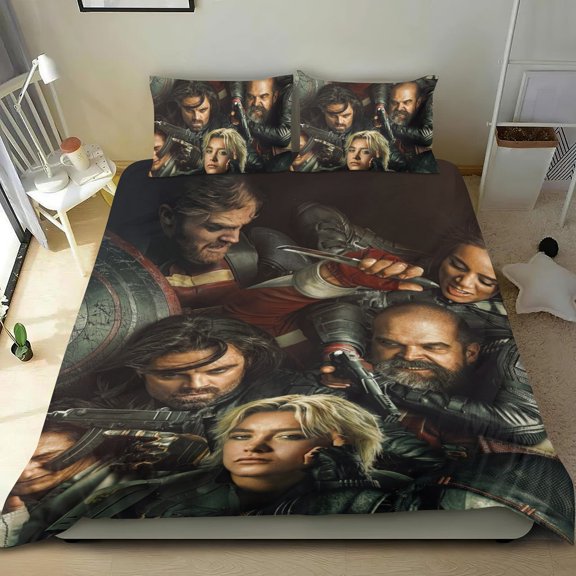 Thunderbolts Themed Bed Sheet Set Three Piece Set 53x79 In ches Comfortable And Skin Friendly Unique Design Creating A Star Studded Night Home Decor Gifts For Family Friends fans