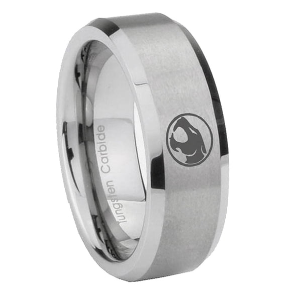 Thundercat 8MM Brushed Beveled Edge Gray Tungsten Men's Ring