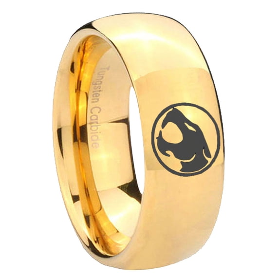 Thundercat 8MM Dome Gold Plated Tungsten Men's Ring