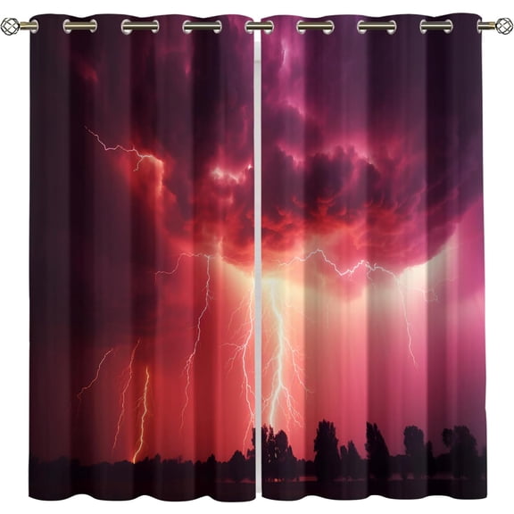 Thundercloud Blackout Curtains, Epic Storm Sky Natural Disaster Design Drapes for Bedroom Living Room Kitchen, Thermal Insulated Room Darkening Grommet Curtains Home Decor 26"W x 45"L (2 Pack)