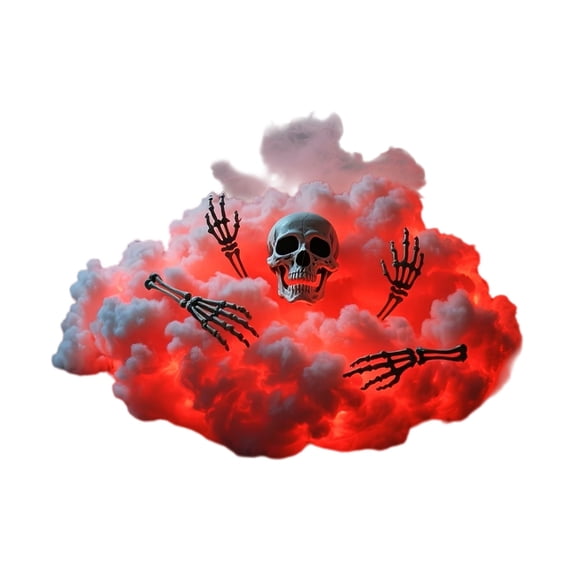 Thundercloud Lamp Set with Skull Model, 3D Cloud Light with LED Ambient Glow, 4 Hands & 1 Head Figurines, Spooky Decor for Bedroom Game Room