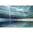 thumbnail image 1 of Thunderclouds and  move over the mountains and a nearby lake Poster Print, 1 of 2