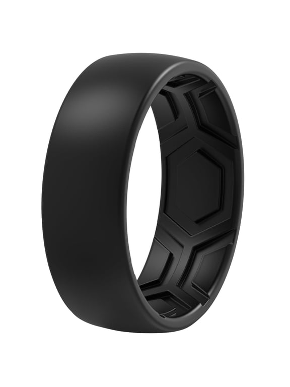 Men's Patterned Silicone Rings, 8mm Wide 2.2mm Thick Rubber Bands, 1-Pack, Size 9.5 - 10 (19.80mm)