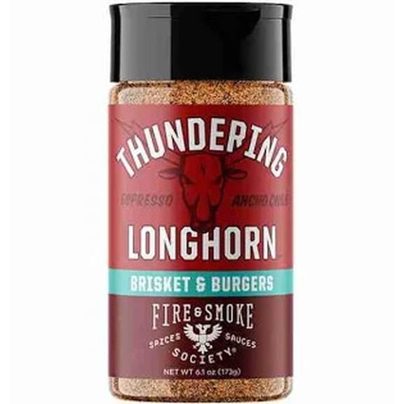 Thundering Longhorn Beef Rub 12.5 oz. Bottle with Perfect Blend of Premium Spices, Give Mouthwatering Sweet Beefy Flavor Great for Steak Brisket Kebabs for Kitchen Picnic Camping Recipe Seasoning