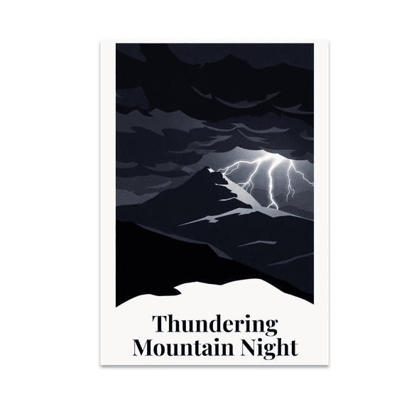 Thundering Mountain Night Poster Print - Adventure Seeker - 13x19 Poster Print