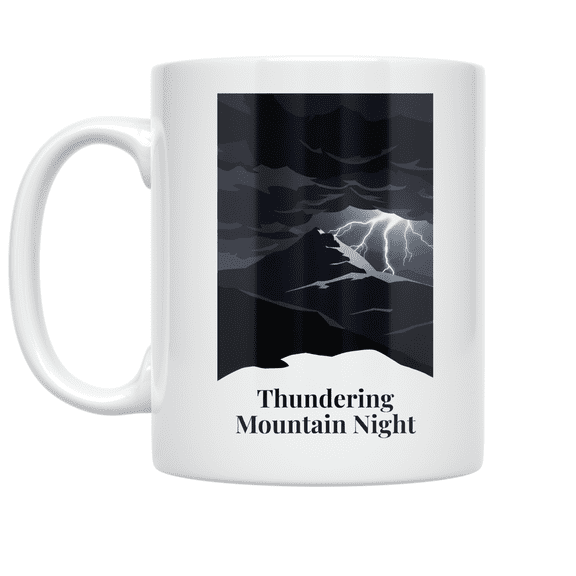 Thundering Mountain Night Scene - Nature Enthusiast - 11 oz Ceramic Coffee Mug