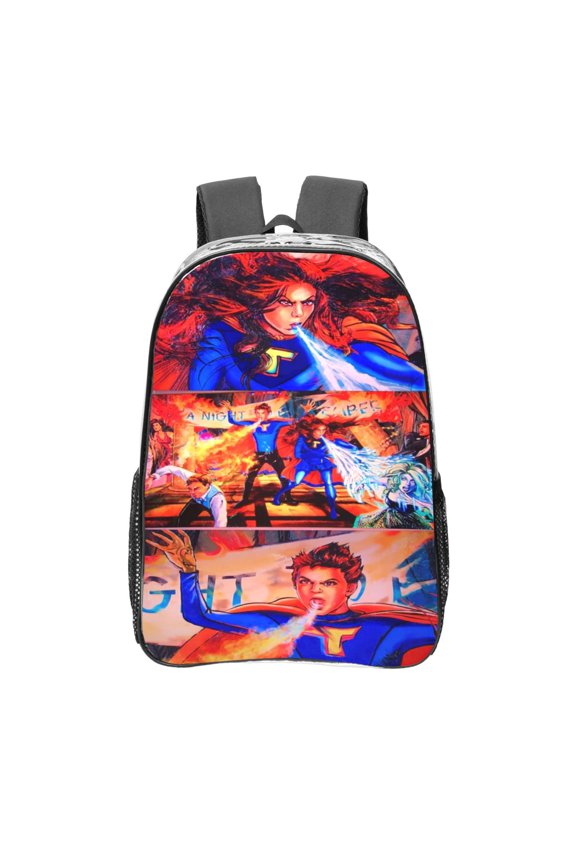 The Thundermans Clear Backpack 16 Inch Large Capacity PVC Transparent Laptop Bags for Adults, See Through Clear Bookbag for School Sports Work Travel College