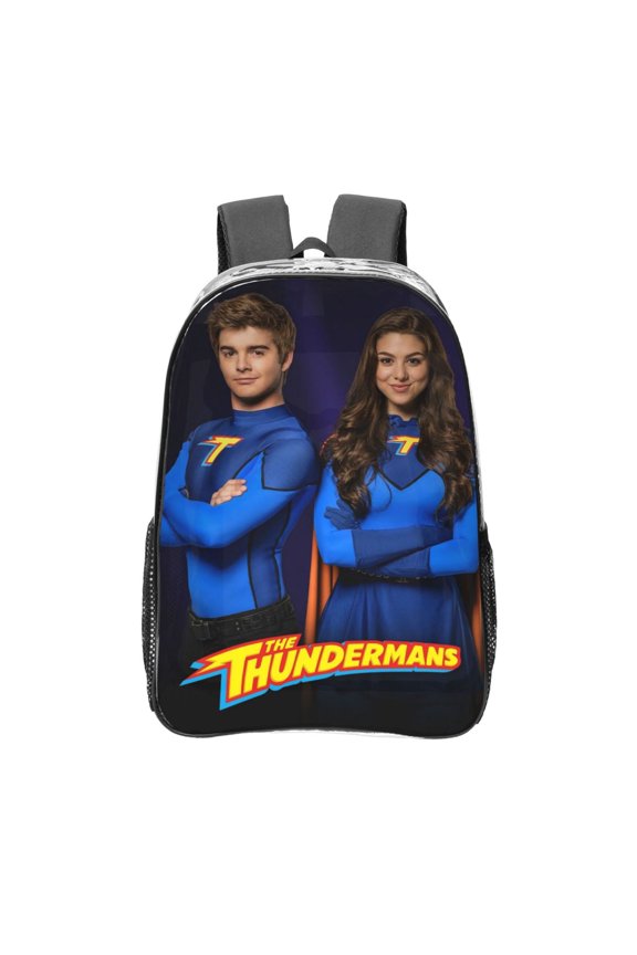 The Thundermans Clear Backpack 16 Inch Large Capacity PVC Transparent Laptop Bags for Adults, See Through Clear Bookbag for School Sports Work Travel College