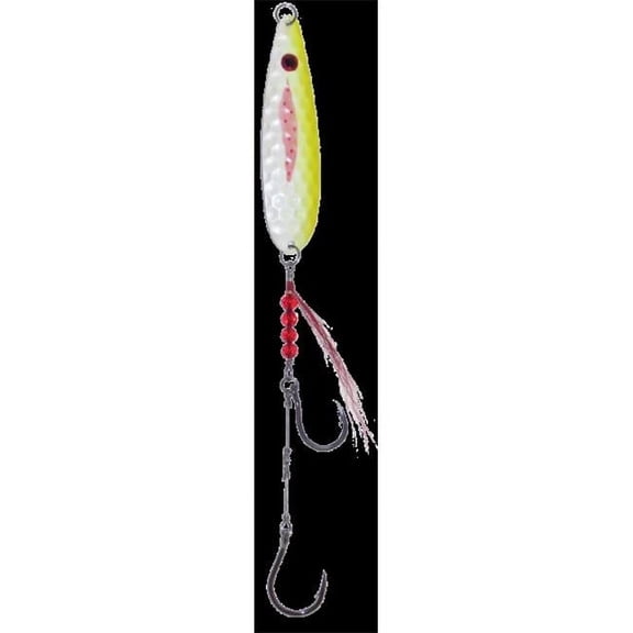 Thundermist Lures SS40-H-700 Super Strong Bucktail Viper Spoon, Bleeding, Pearl & Chartreuser - Size 7-0 & 9-0